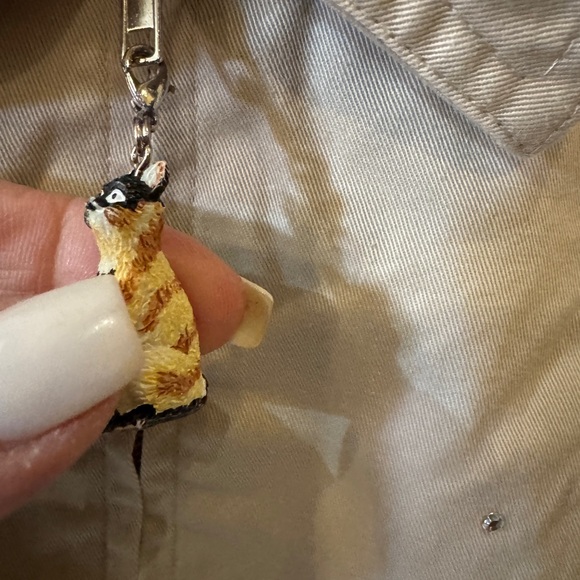 Quacker Factory Vintage Beige Cat Kitten Embroidered Jacket Zip Rare medium - Picture 3 of 3